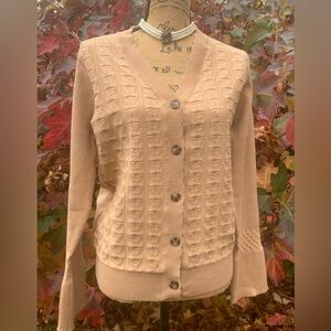 GRACE KARIN ladies 50% viscose blend size Med dark tan Ribbed Cardigan NWT